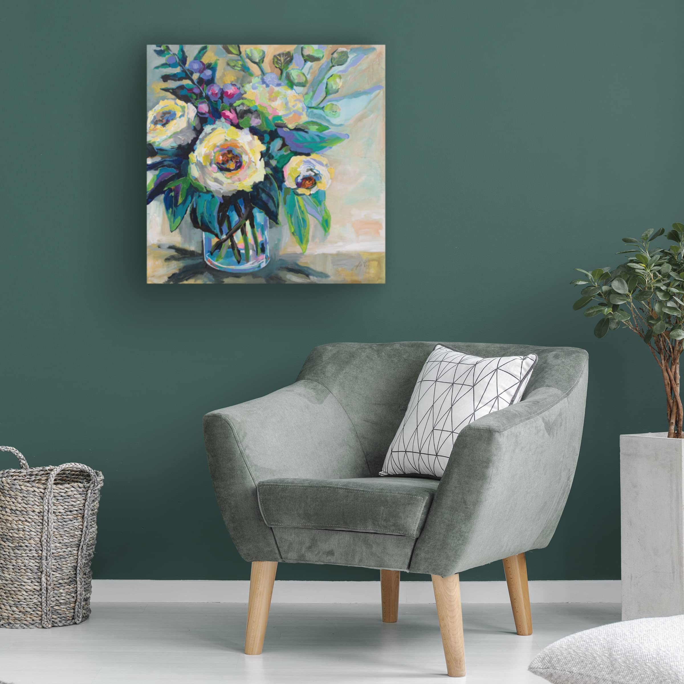 Trademark Fine Art 'Delighted' 18x18 Canvas Wall Art by Jeanette Vertentes - Perfect for Living Room, Bedroom & Office Decor