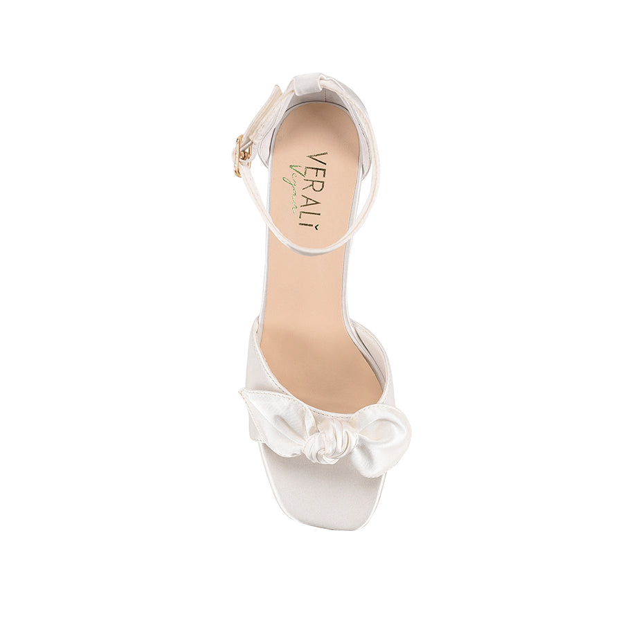 Elegant Kara Block Heel Sandals in Chalk Satin - Perfect for Weddings, Parties & Summer Outfits