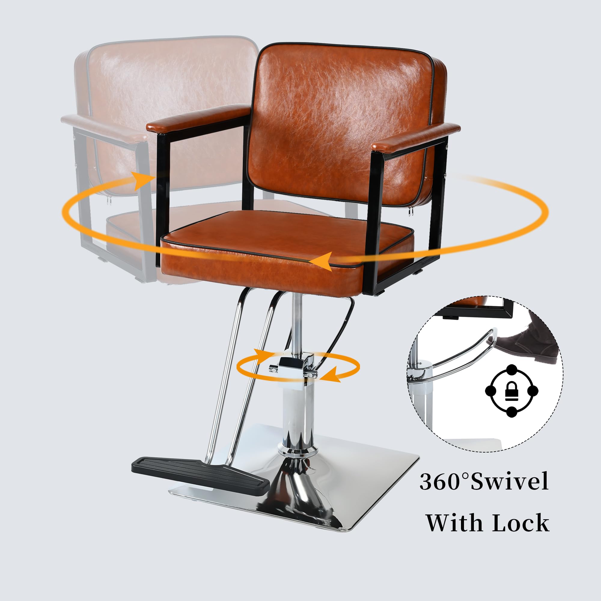 Premium Hydraulic Barber Chair - Adjustable Height & Swivel Wood Leather Salon Styling Chair for Professional Haircuts | Perfect for Beauty Salons, Barber Shops & Spa Equipment