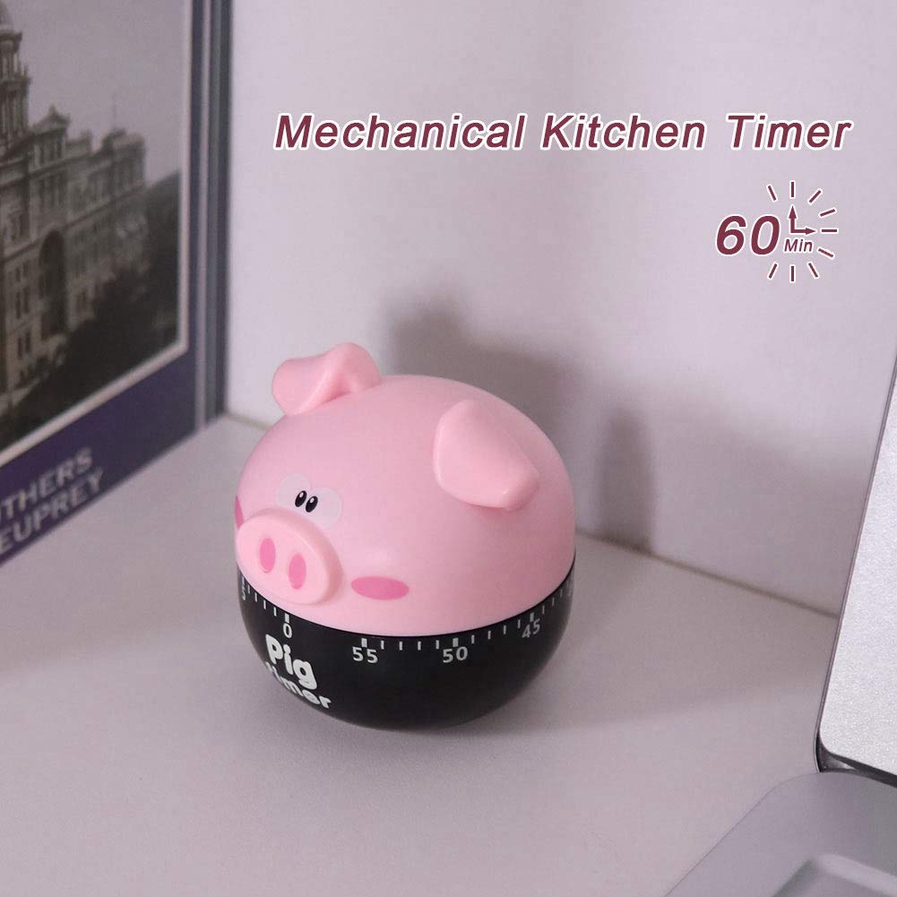 Cute Cartoon Pig Kitchen Timer - 55 Mins Mechanical Countdown Timer for Cooking, Baking, and Study - Easy to Use Mini Timer for Home, Office, and Classroom
