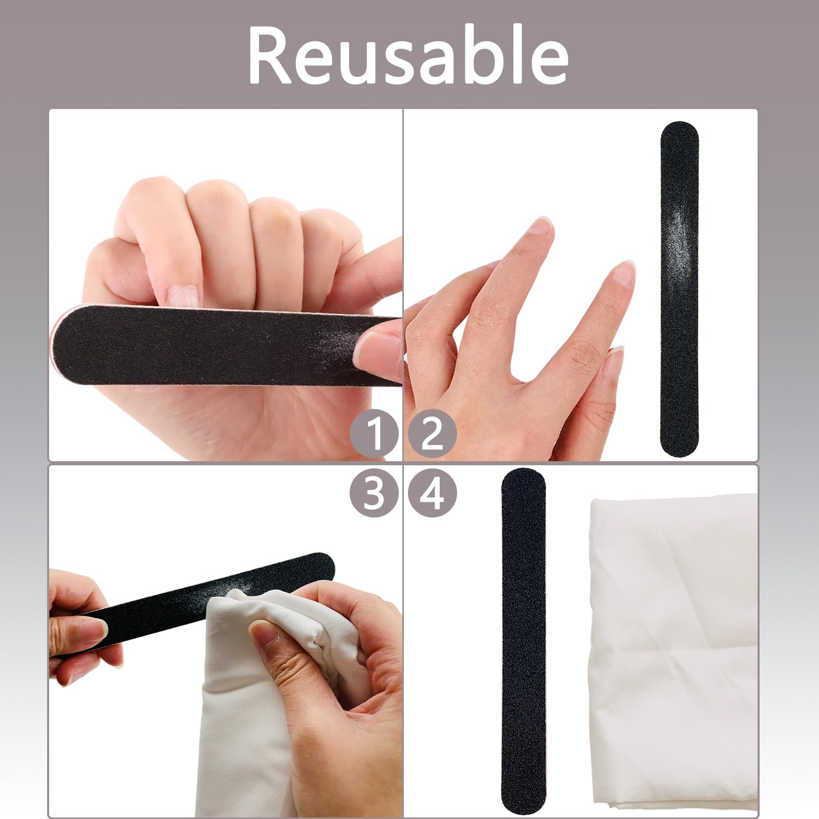 60 Pack Black 100/180 Grit Double Sided Emery Boards - Professional Reusable Nail Files for Manicure & Pedicure at Home or Salon - Perfect for Nail Care, DIY Grooming & Beauty Essentials