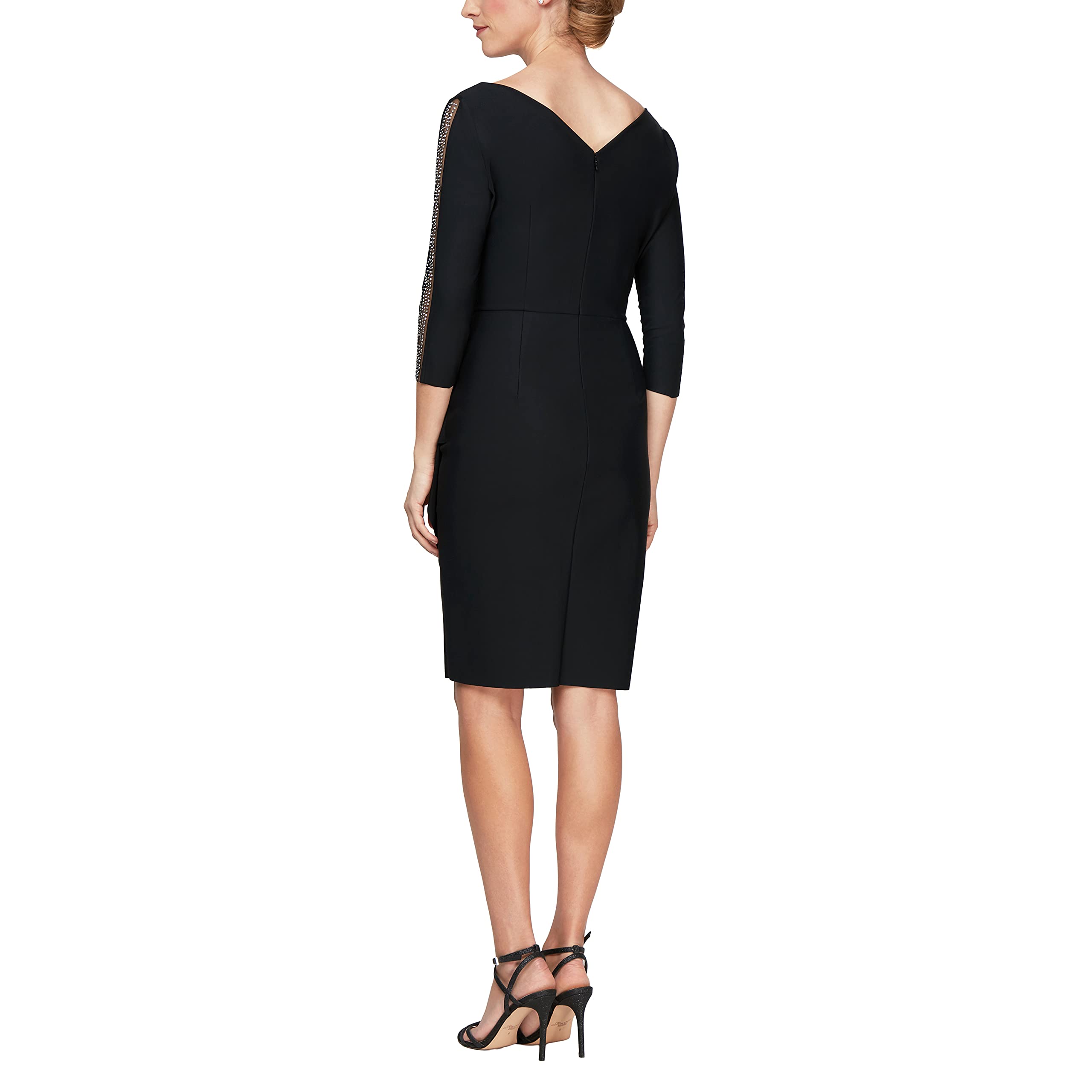 Alex Evenings Women's Slimming Short Sheath Cocktail Dress 3/4 Sleeve - Wedding Guest, Party & Formal Occasions - Petite & Regular Sizes Available