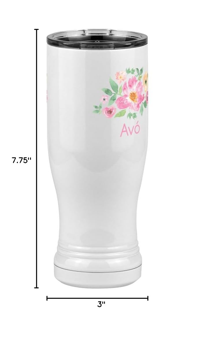 Avó Flowers Tumbler - 14oz Stainless Steel Vacuum Insulated Pilsner Glass with Lid - White Polar Camel Design - Perfect for Beer, Cocktails & Iced Drinks at Home, Parties or Outdoor Events
