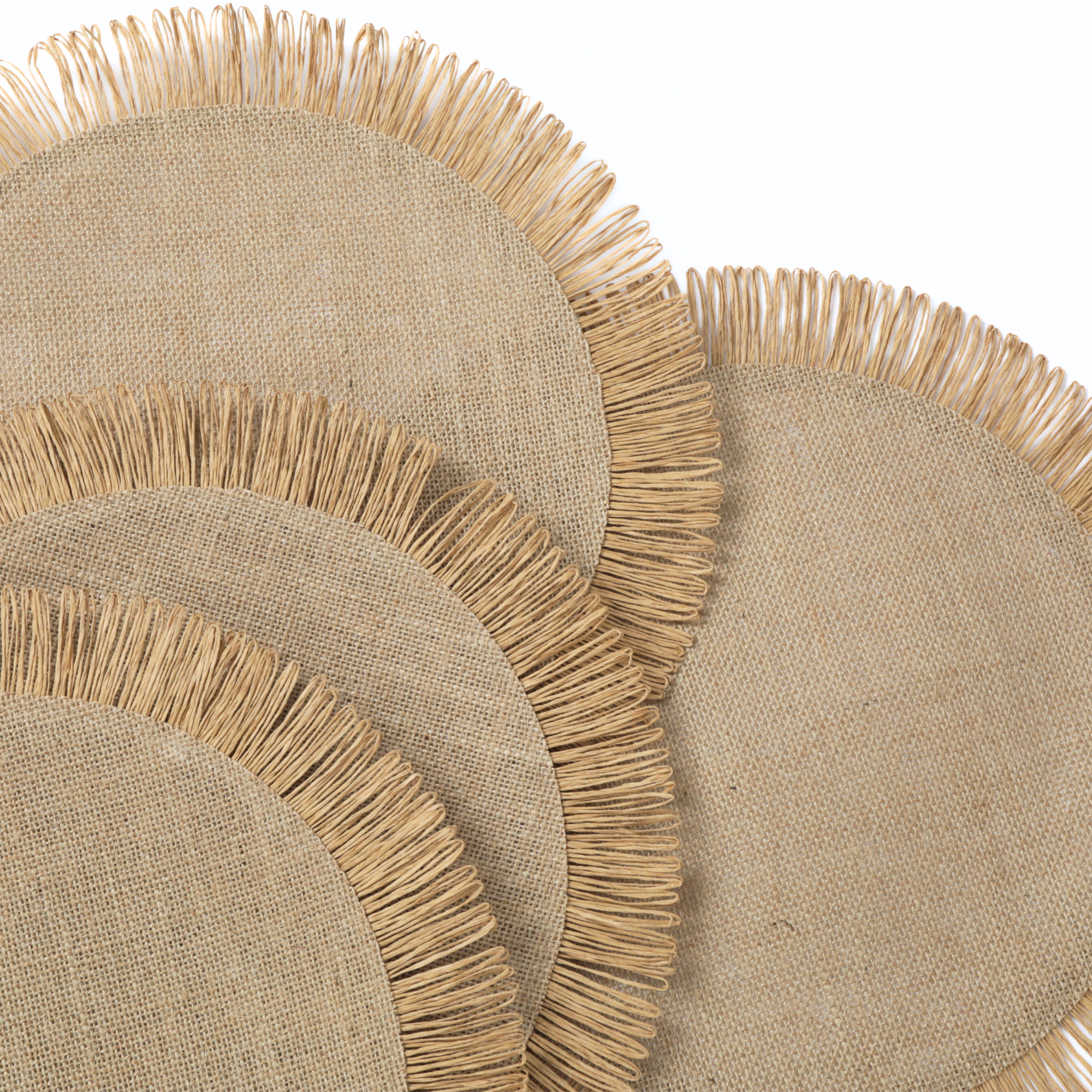 4-Piece Set Fringed Edge Woven Placemats - 15