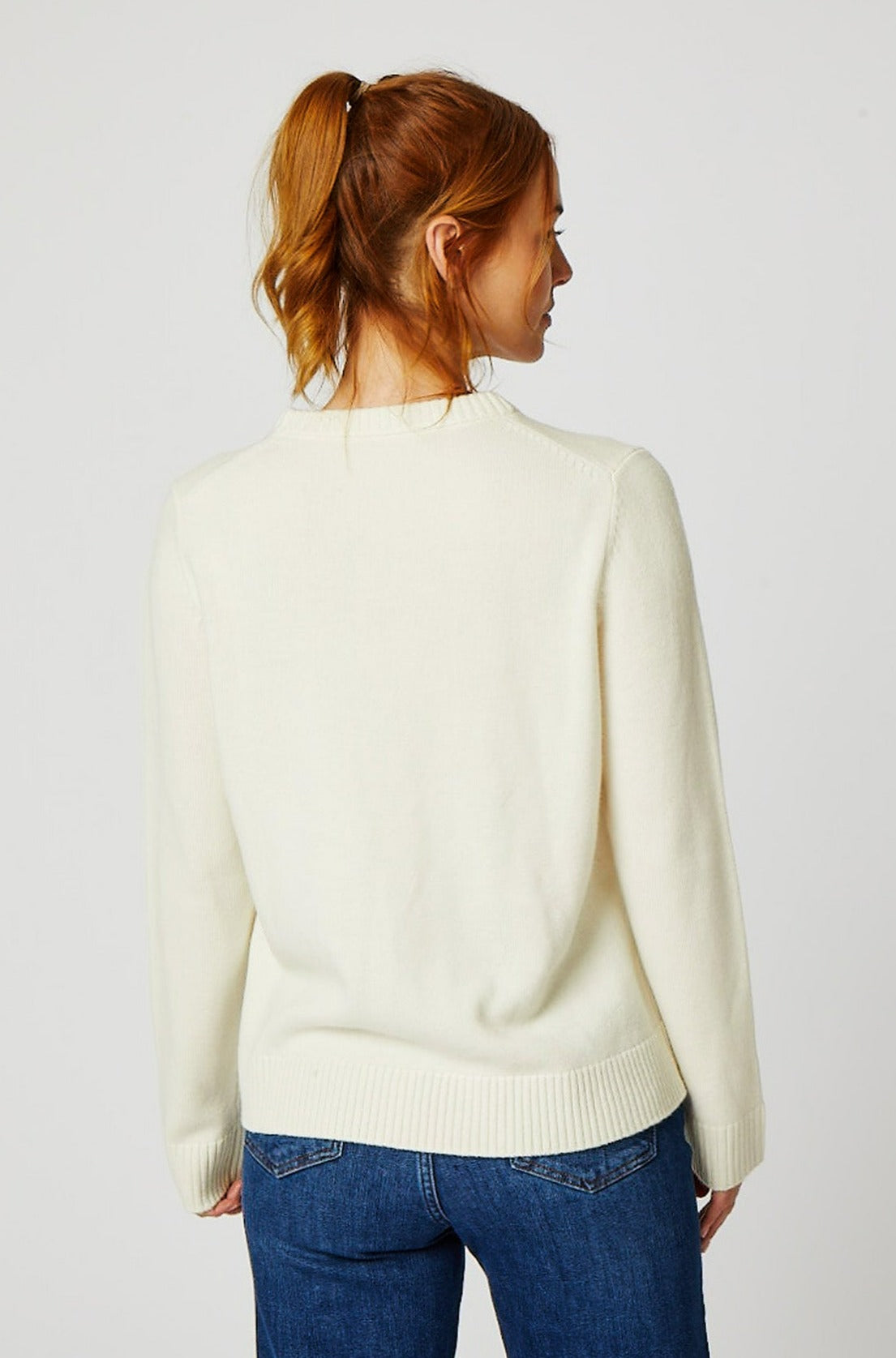 Premium Merino Wool Polar Bear Sweater for Women & Men - Soft & Warm Winter Pullover (Cream/Navy) - Perfect for Cold Weather, Outdoor Activities & Cozy Loungewear