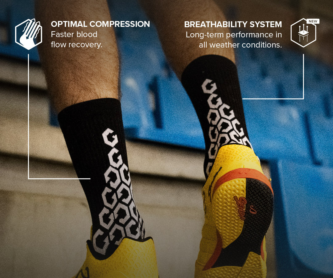 Senda Athletics Gravity Pro Performance Grip Socks - Non-Slip Crew Length Workout Socks for Men & Women - Black - Ideal for Running, Gym, Yoga, and High-Intensity Training