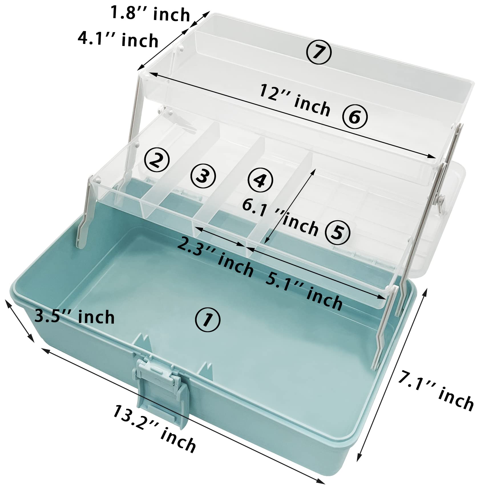 13 Inch Multifunction Craft Organizer with Lids - Plastic Storage Box for Sewing, Craft, First Aid, Medicine, Tool Organization - Perfect for Home, Office, and Travel Use