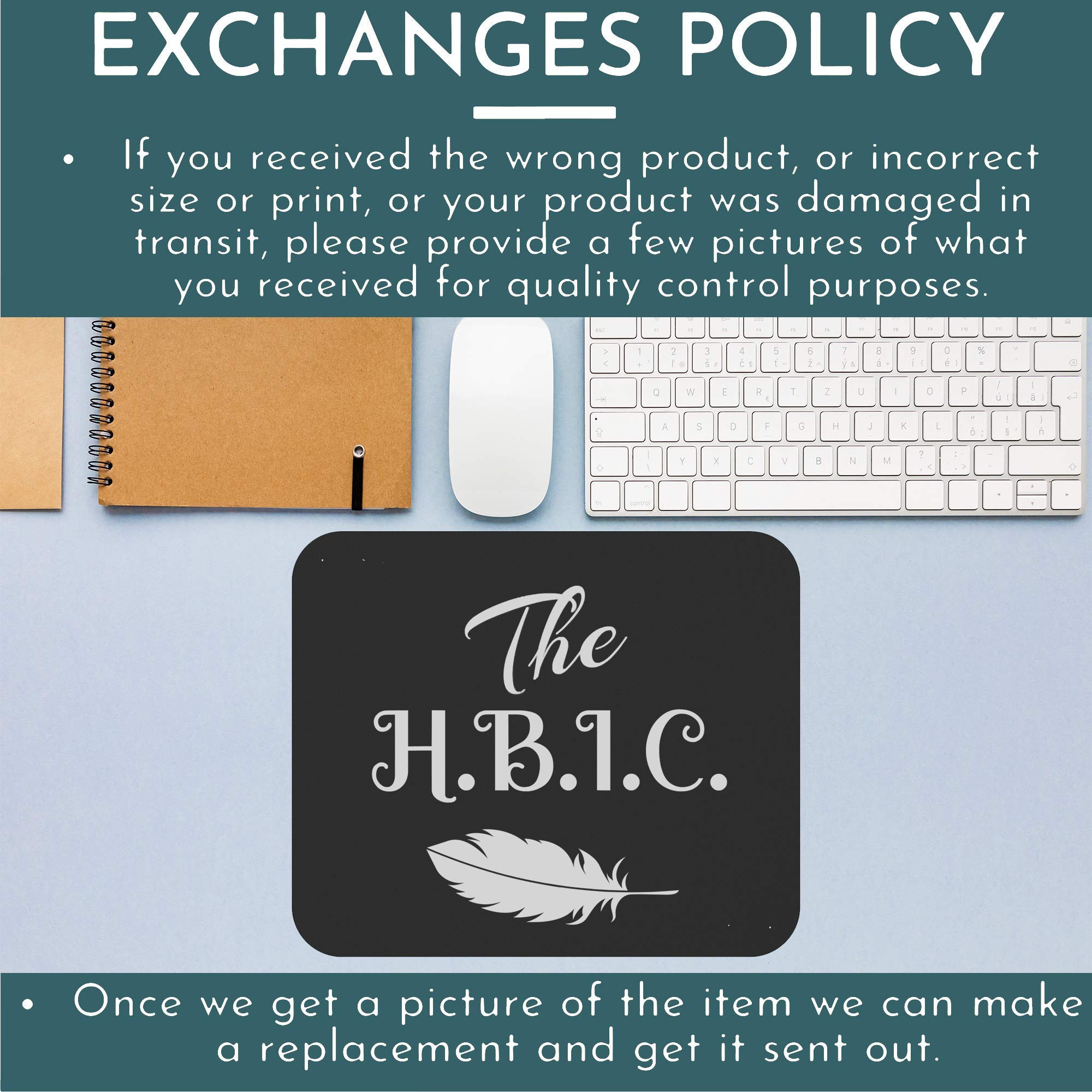 Funny Sarcastic HBIC Mouse Pad - The Head Bitch in Charge Women's Humor Gift - Black Non-Slip Computer Mouse Mat for Office & Gaming Desk Setup