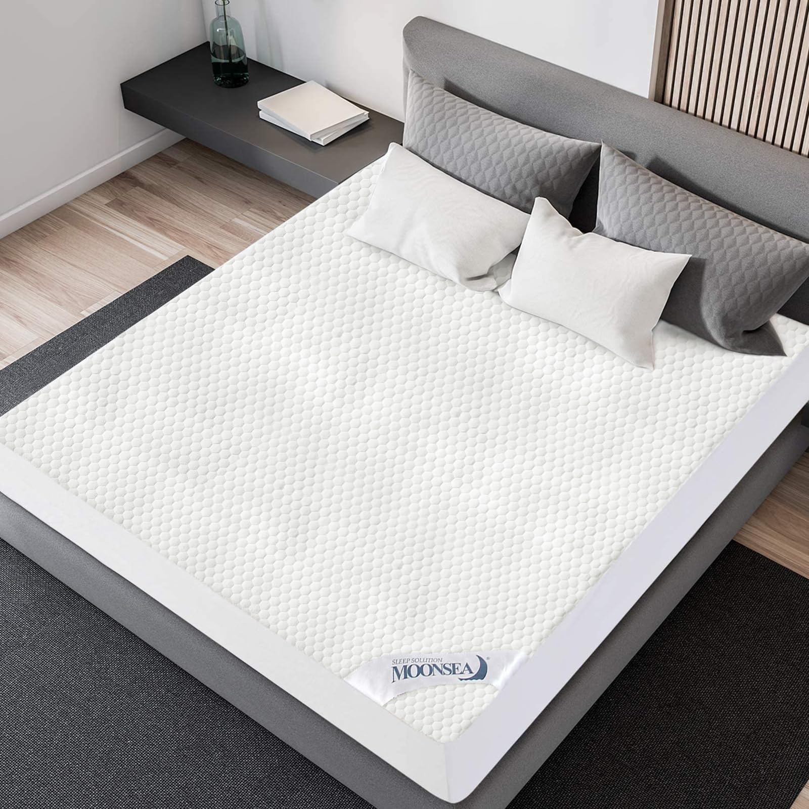 Waterproof Cooling Queen Mattress Protector - Bamboo Viscose 3D Breathable Fabric, Fitted 8-18 Inch Deep Pocket, Washable & Noiseless (White) - Perfect for Hot Sleepers & Allergy Relief