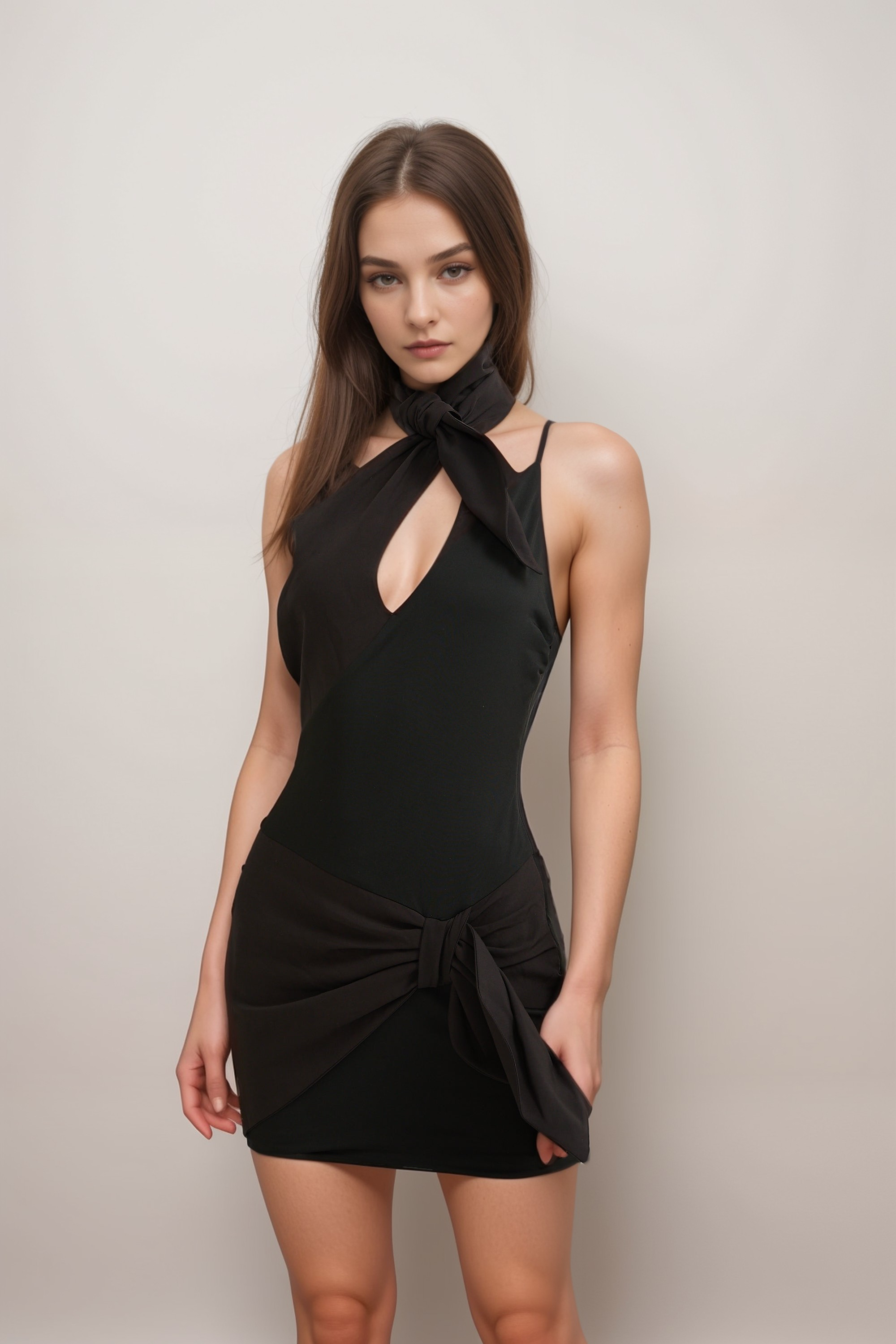 Amelie Crossover Neck Asymmetric Dress - Elegant Women's Fashion for Parties & Date Nights