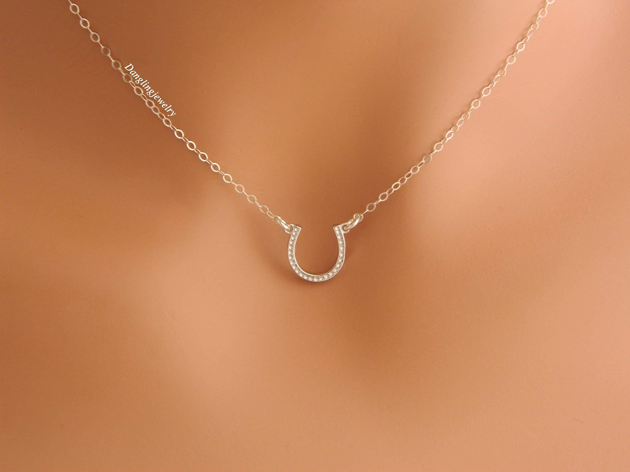 Lucky Silver Horseshoe Charm Necklace - Tiny Horseshoe Pendant Jewelry for Good Luck & Layering - Perfect Graduation Gift, Sister Necklace & Everyday Wear for Women