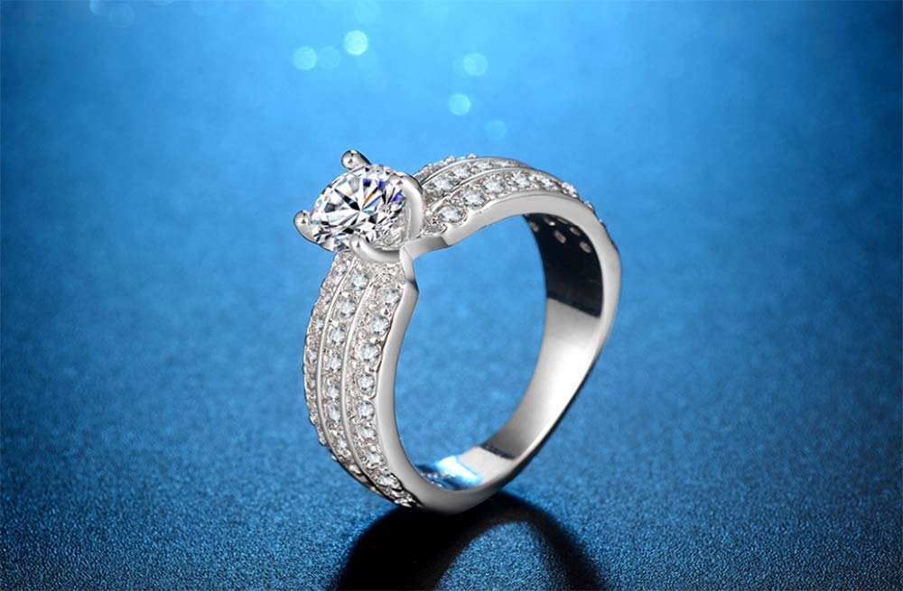 Elegant Princess Cut CZ Halo Engagement Ring - 925 Sterling Silver Cubic Zirconia Wedding Band, Anniversary Promise Ring (Size 6-10) for Bridal, Proposal & Special Occasions