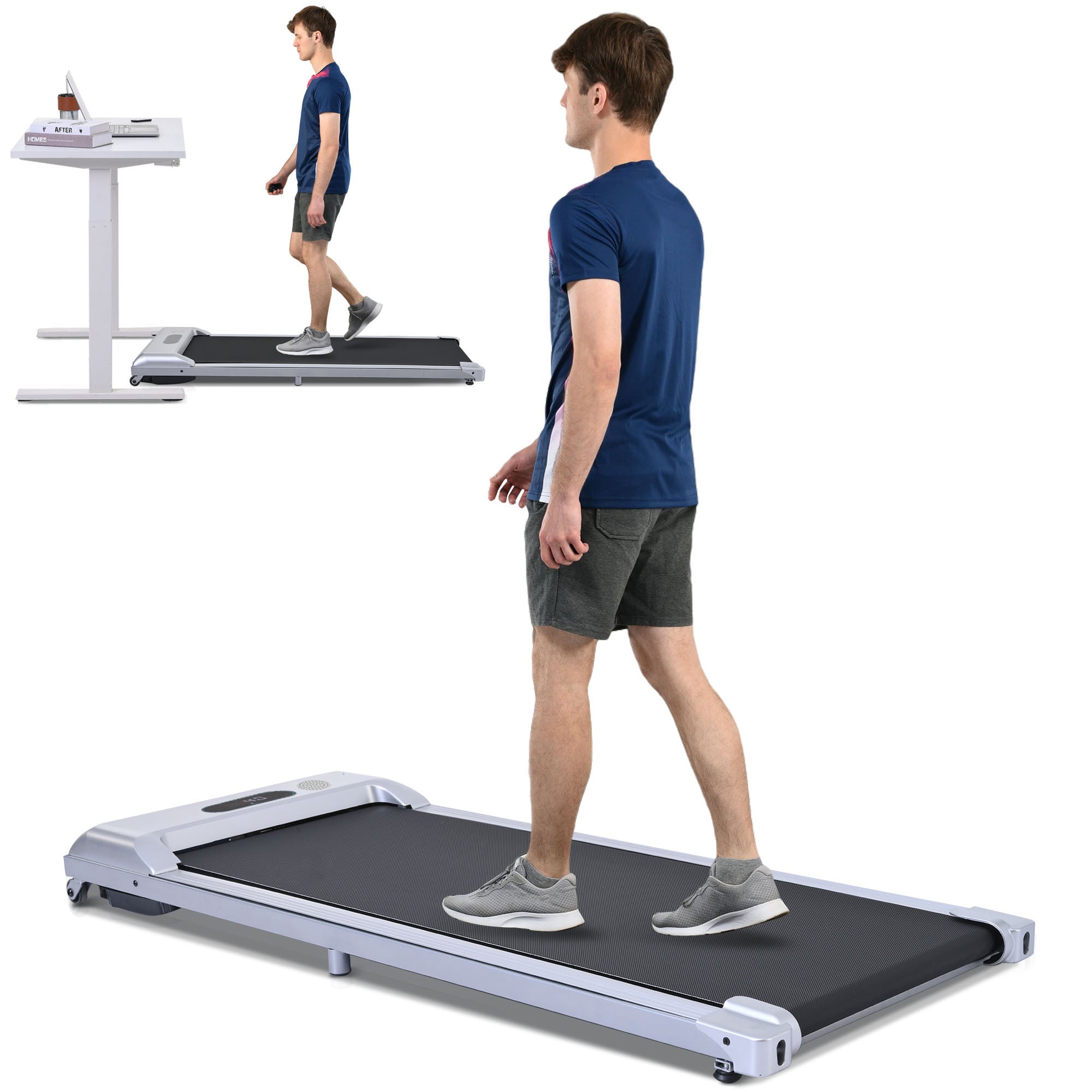 2 in 1 Under Desk Electric Treadmill - 2.5HP Motor, Remote Control & LED Display - Compact Walking & Jogging Machine for Home Gym & Office Workouts - Perfect for Work-From-Home Fitness & Small Space Exercise