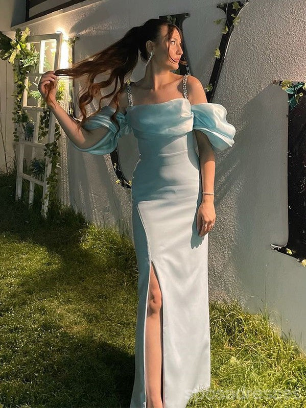 Elegant Blue Mermaid Off Shoulder Maxi Long Party Prom Dress - Formal Evening Gown for Women - Perfect for Prom, Homecoming, Wedding & Special Occasions