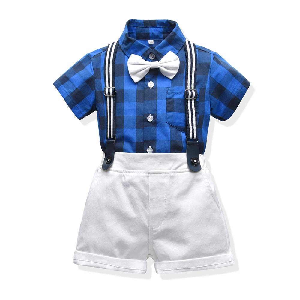 Toddler Boys Summer Outfit 2-Piece Set - Cotton Striped Shirt with Bow Tie & Shorts Suit | Formal Occasions, Birthday Parties & Family Photos