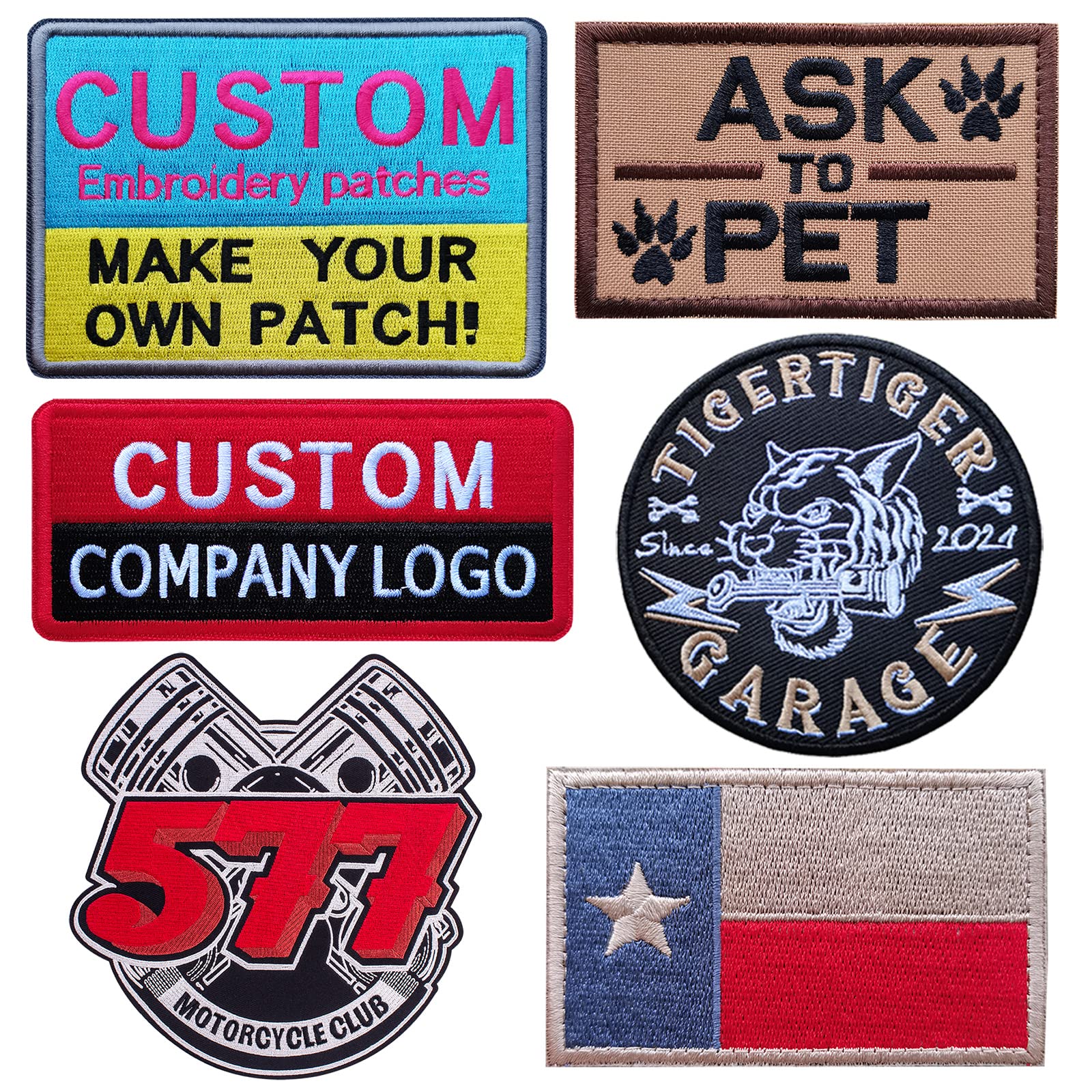 Custom Embroidery Patches - Personalized Morale Patches with Hook & Loop, Sew On or Iron On Options | Any Size & Logo Customizable | Perfect for Military Uniforms, Backpacks, Jackets & DIY Crafts