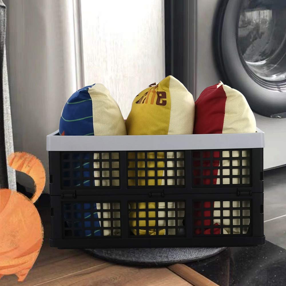 34 Quart Collapsible Storage Crates 2-Pack - Stackable Bins for Home & Office Organization