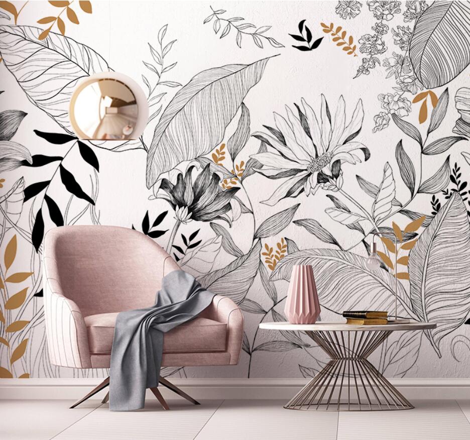 Tropical Rainforest Plants Wallpaper - Waterproof Peel & Stick Wall Mural for Home Decor, Living Room, Bedroom, Nursery - Easy DIY Installation - Nature Inspired Botanical Design