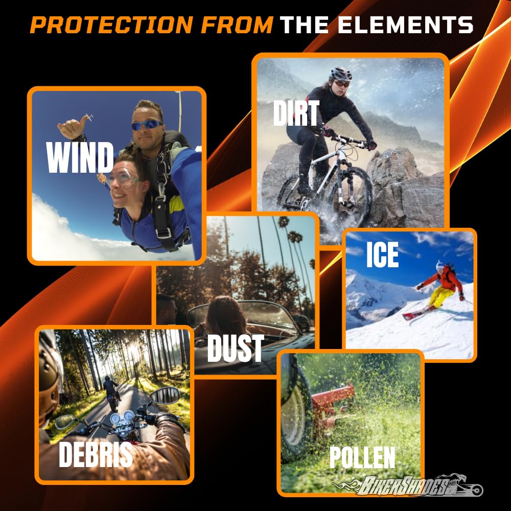 BikerShades Motorcycle Riding Sunglasses - UV Protection Safety Goggles for Men & Women - Windproof, Dustproof with Foam Padding - Perfect for Harley, Cruiser & Off-Road Biking