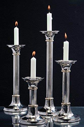 Art Deco Silver Candlestick Holder Set of 2 - 10