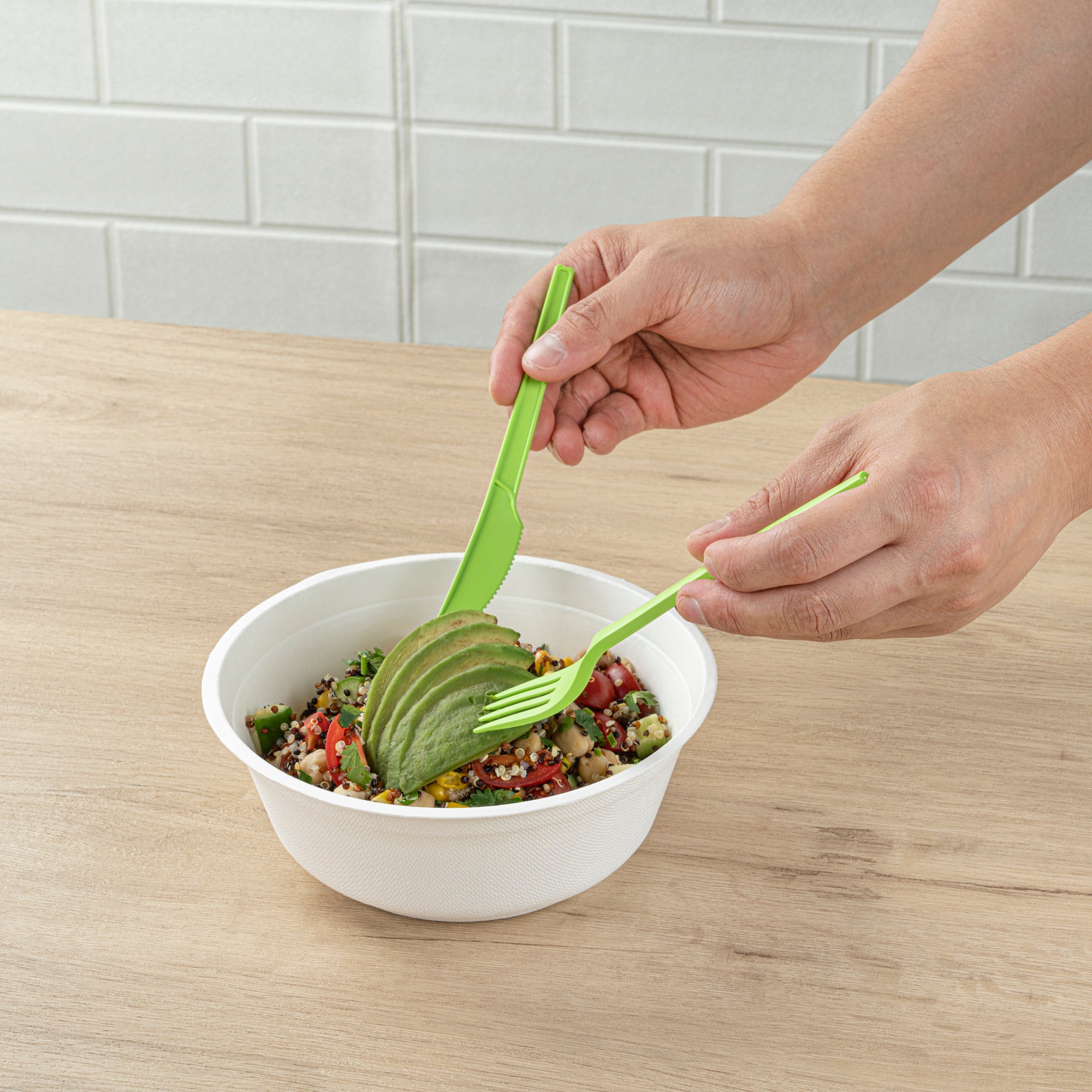 Eco-Friendly CPLA Plastic Cutlery Set - 100-Piece Compostable Utensils with Heat-Resistant Forks, Spoons & Knives | Perfect for Parties, Picnics & Sustainable Dining