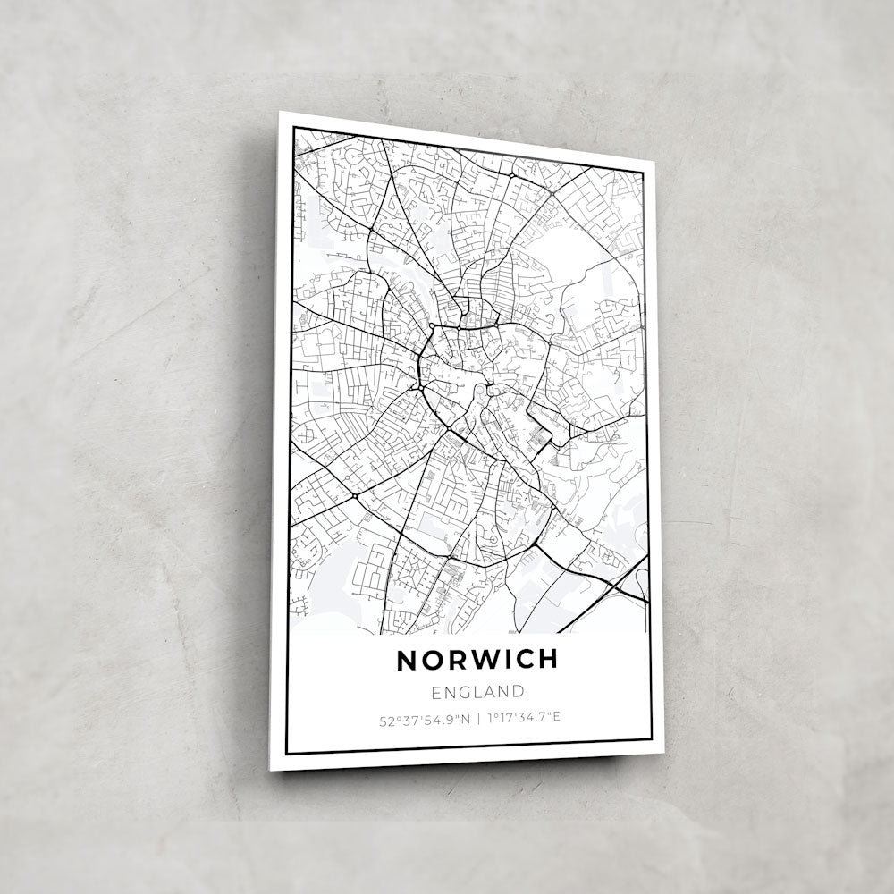 Norwich Map Glass Wall Art - Elegant Home Decor for Living Room, Office & Gifts - Perfect for City Lovers & Travel Enthusiasts