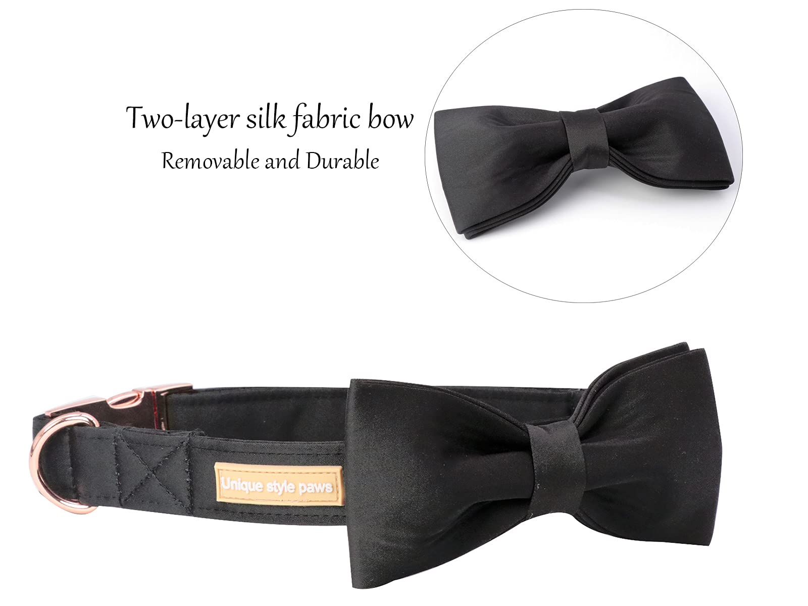 Stylish Black Silk Dog Collar with Adjustable Bow Tie - Soft & Comfortable Pet Collar for Small Dogs - Perfect Gift for Puppies, Poodles & Pet Fashion (Ideal for Daily Walks, Special Occasions & Photo Shoots)