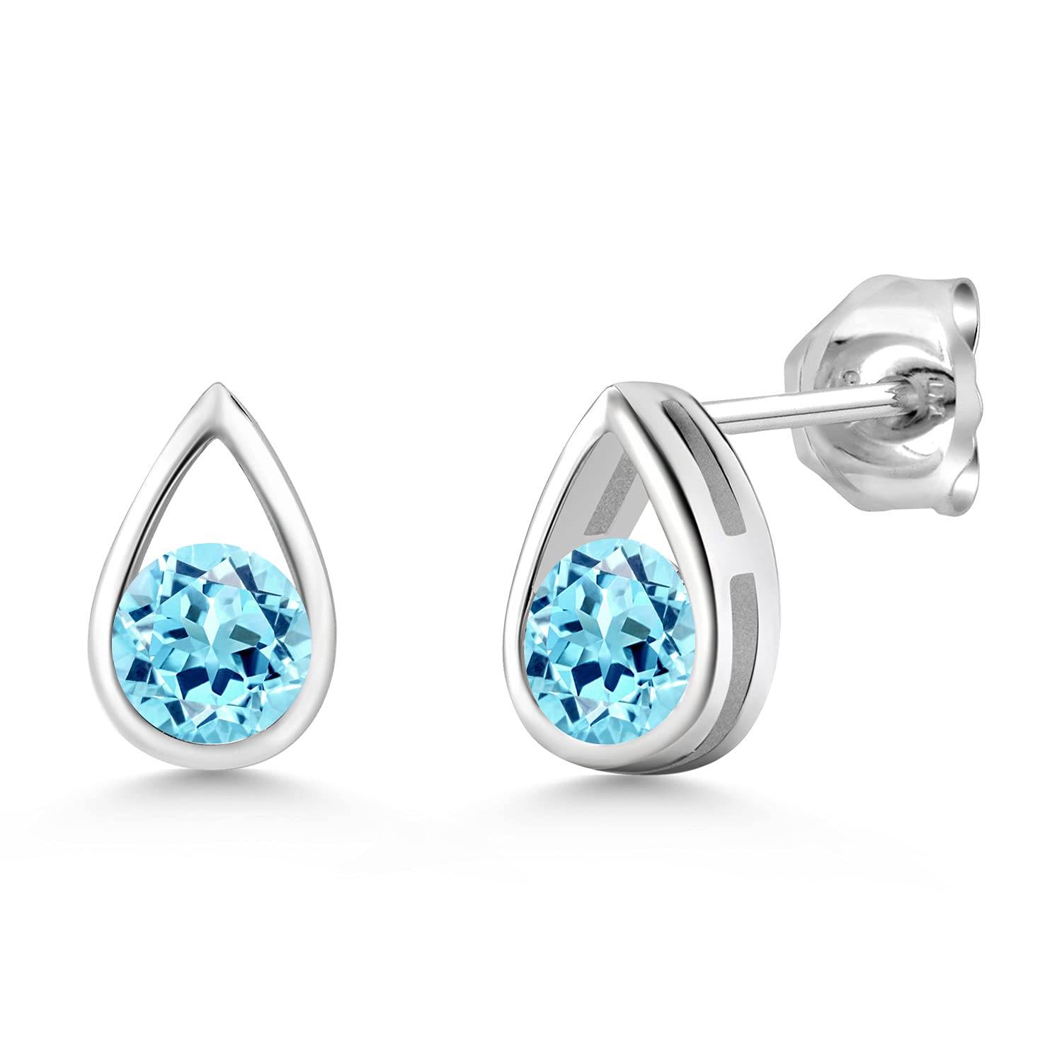 Gem Stone King 5MM Round Teardrop Stud Earrings for Women & Men - 925 Sterling Silver Birthstone Jewelry | Perfect Gift for Mom, Wife, Her | Elegant for Weddings, Parties & Daily Wear
