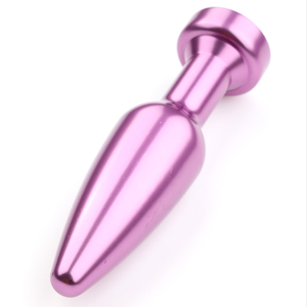 Premium Elongated Tapered Metal Butt Plug with Round Gem - Stainless Steel Anal Plug for Beginners & Advanced Users - Perfect for Couples Play & Solo Pleasure