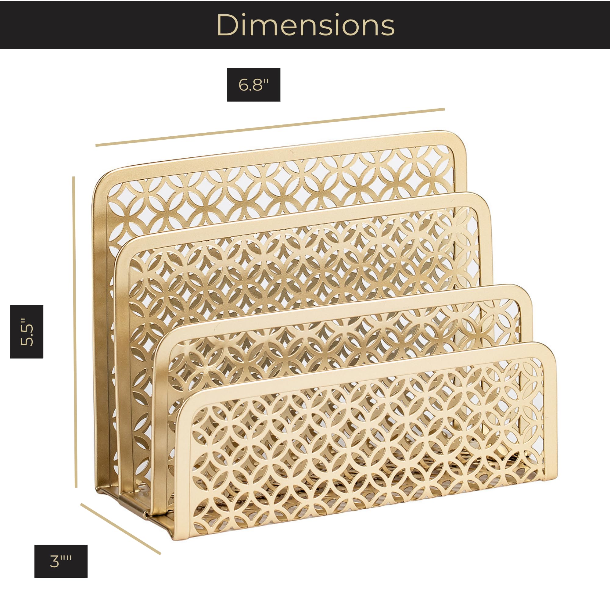 BLU MONACO Gold Mail Organizer - Desk Letter & Bill Holder for Home Office