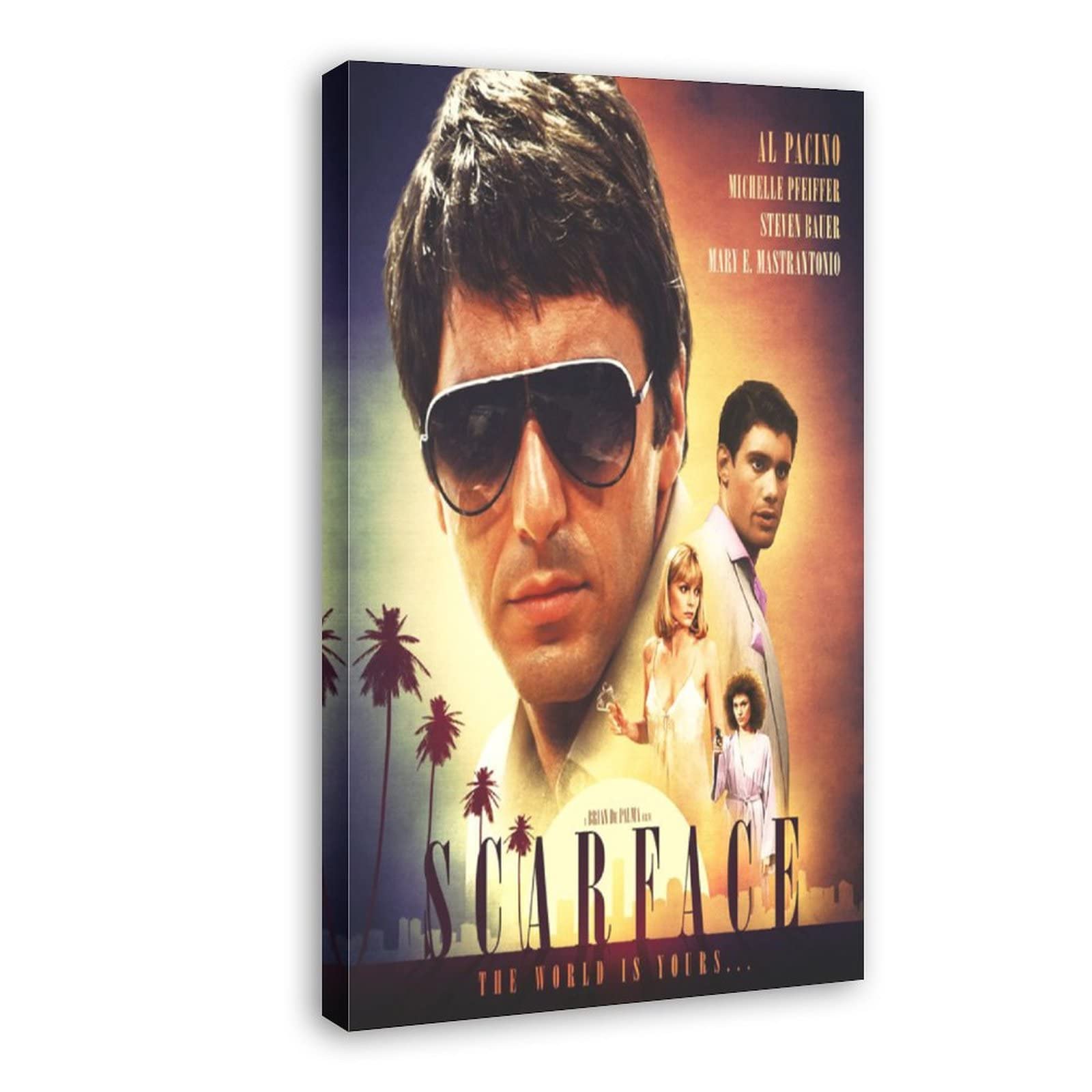 Scarface Movie Poster - Tony Montana Canvas Wall Art for Bedroom & Office Decor (24x36 Inches/60x90cm) - Framed Style - Perfect Gift for Movie Lovers & Gangster Film Fans
