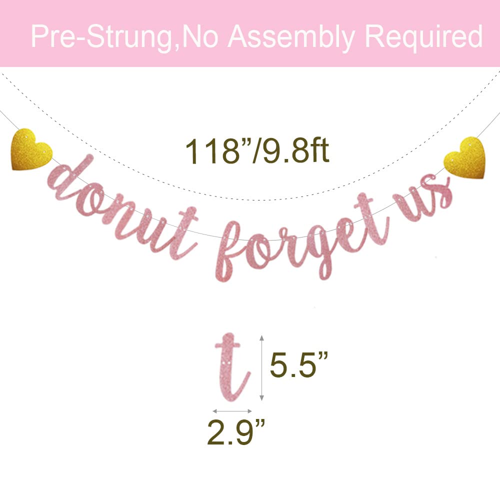 Rose Gold Glitter Donut Banner - Pre-Strung No Assembly Required Party Decor for Farewell, Graduation, Job Change & Moving Celebrations | Perfect for Home, Office & School Events - ABCpartyland