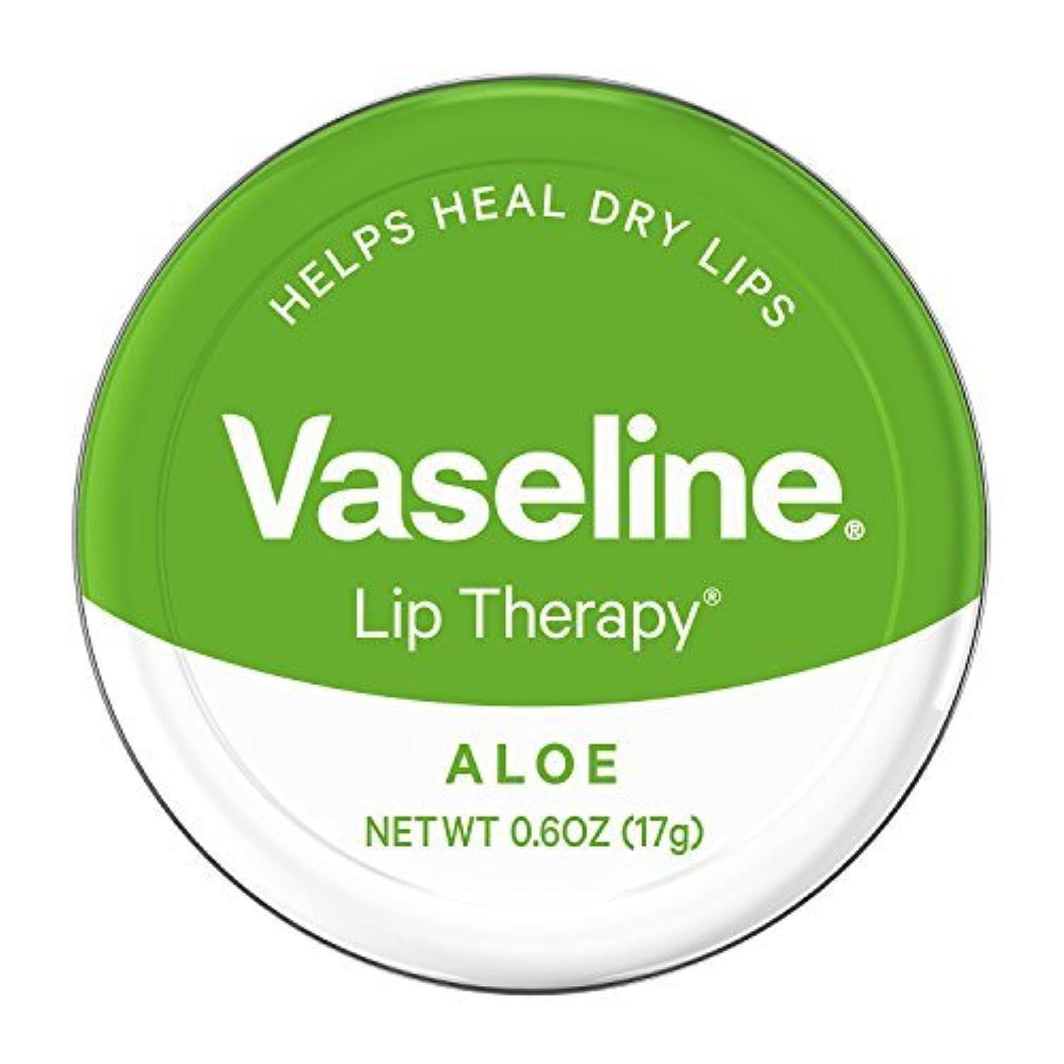 Vaseline Therapy Lip Balm Tin with Aloe Vera, 0.6 oz - Moisturizing & Healing Lip Care for Dry, Chapped Lips - Perfect for Winter, Travel & Daily Use