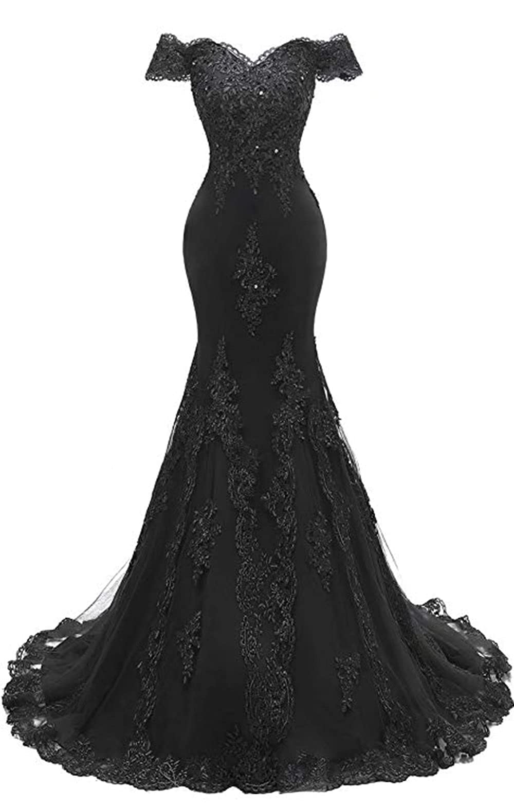 Off The Shoulder Mermaid Prom Dresses for Women - Long Sweetheart Beaded Lace Evening Gown for Formal Ball, Homecoming, Wedding & Special Occasions