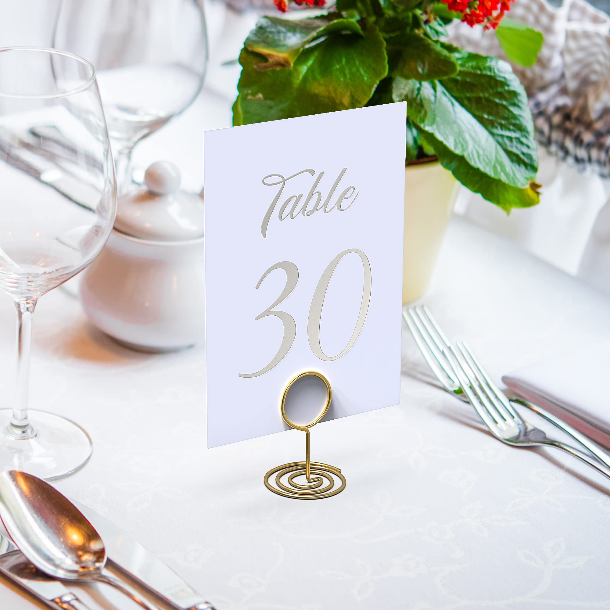 Elegant Silver Foil Table Number Cards 1-30 (A6 Size) - Wedding Reception, Restaurant & Event Table Numbers - Premium Cardstock for Head Table, Gift Table & Guest Tables - Perfect for Weddings, Banquets & Special Occasions