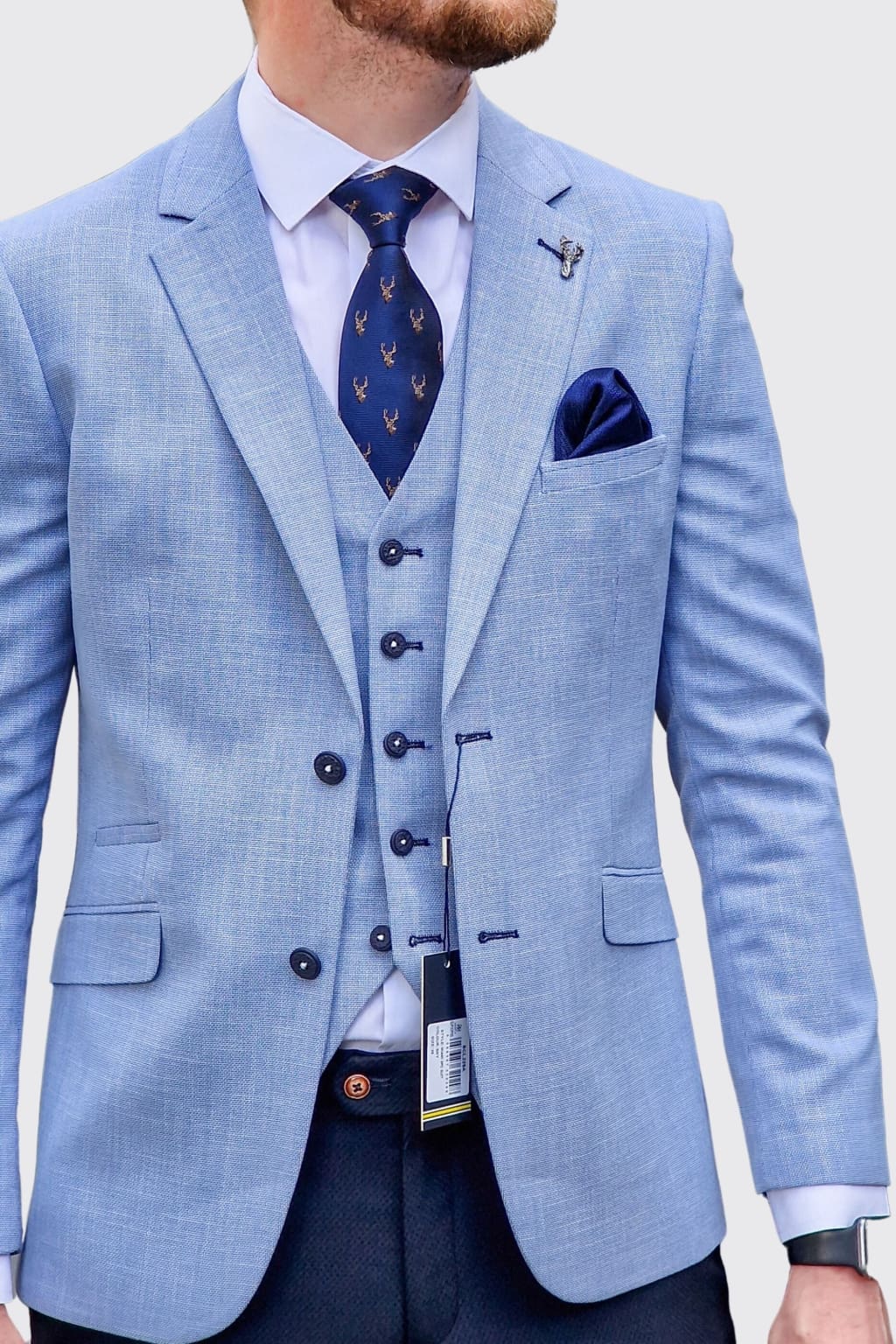 Cavani Miami Men's Sky Blue Blazer - Slim Fit Formal Jacket for Weddings, Business & Special Occasions