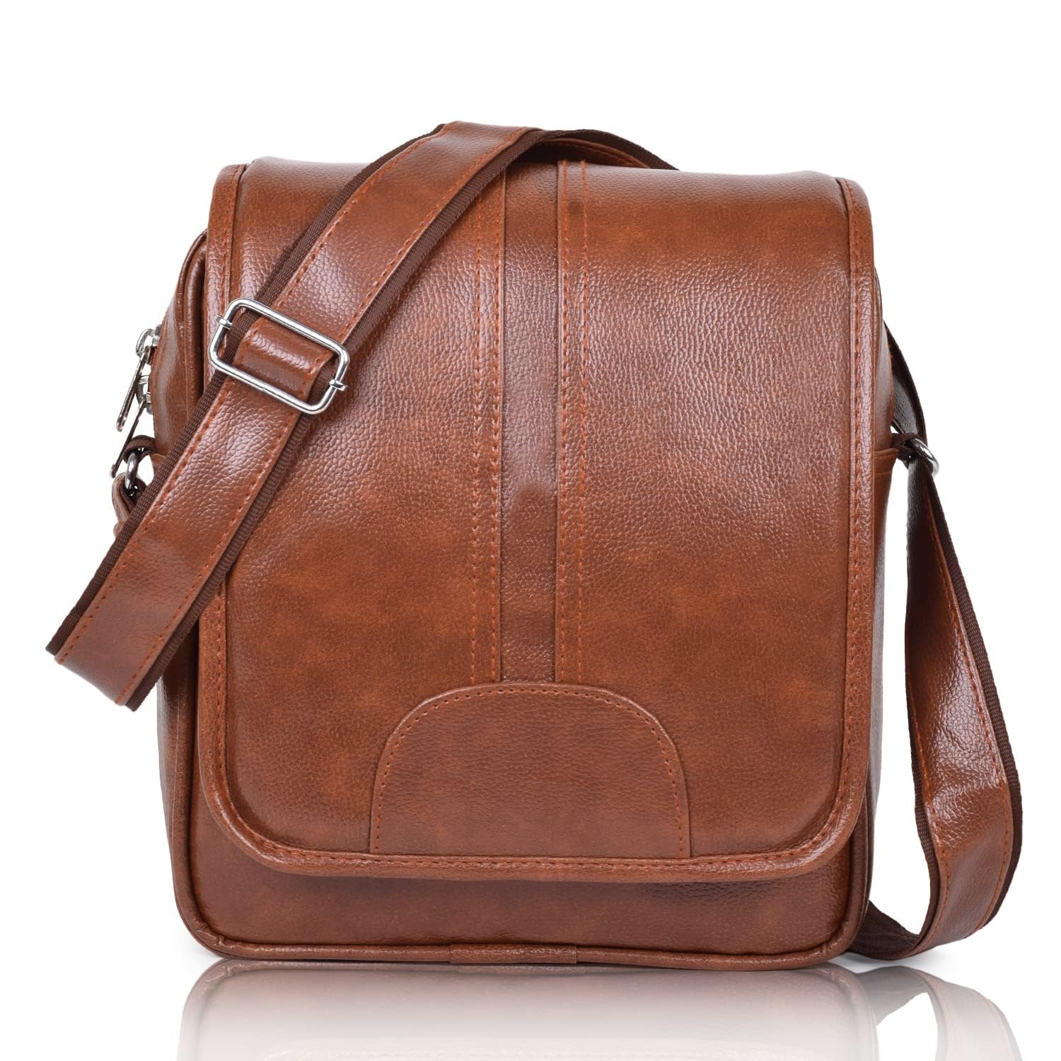COOL INDIANS Genuine Leather Crossbody Bag for Men & Women - Stylish Unisex Shoulder Sling Bag with Adjustable Strap, Perfect for Travel, Work & Daily Use