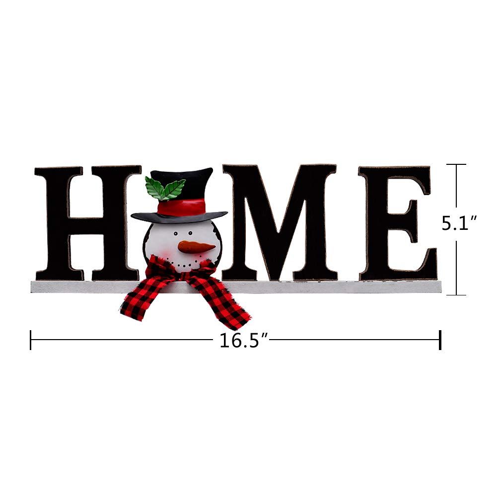 Snowman Christmas Home Sign - Handcrafted Wooden Cutout Holiday Decor for Tabletop, Wall or Shelf - Festive Xmas Decoration for Living Room, Porch & Gifts