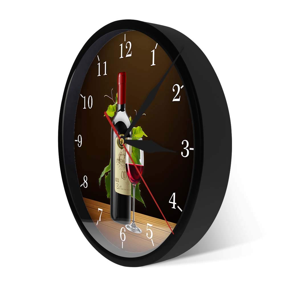 Geek Alerts Silent Wall Clock with Voice Activated LED Night Light - Wine Bottle & Grape Design for Home Bar, Tavern Decor - Perfect for Wine Lovers & Gift Giving