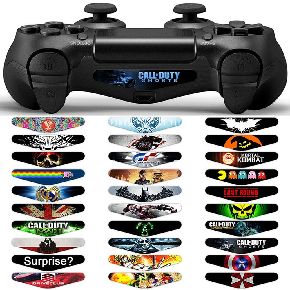 30-Piece LED Light Bar Decal Sticker Set for PlayStation 4, PS4 Slim & PS4 Pro Controllers - Custom Skins for Gaming Enthusiasts - Perfect for Night Gaming & Personalization