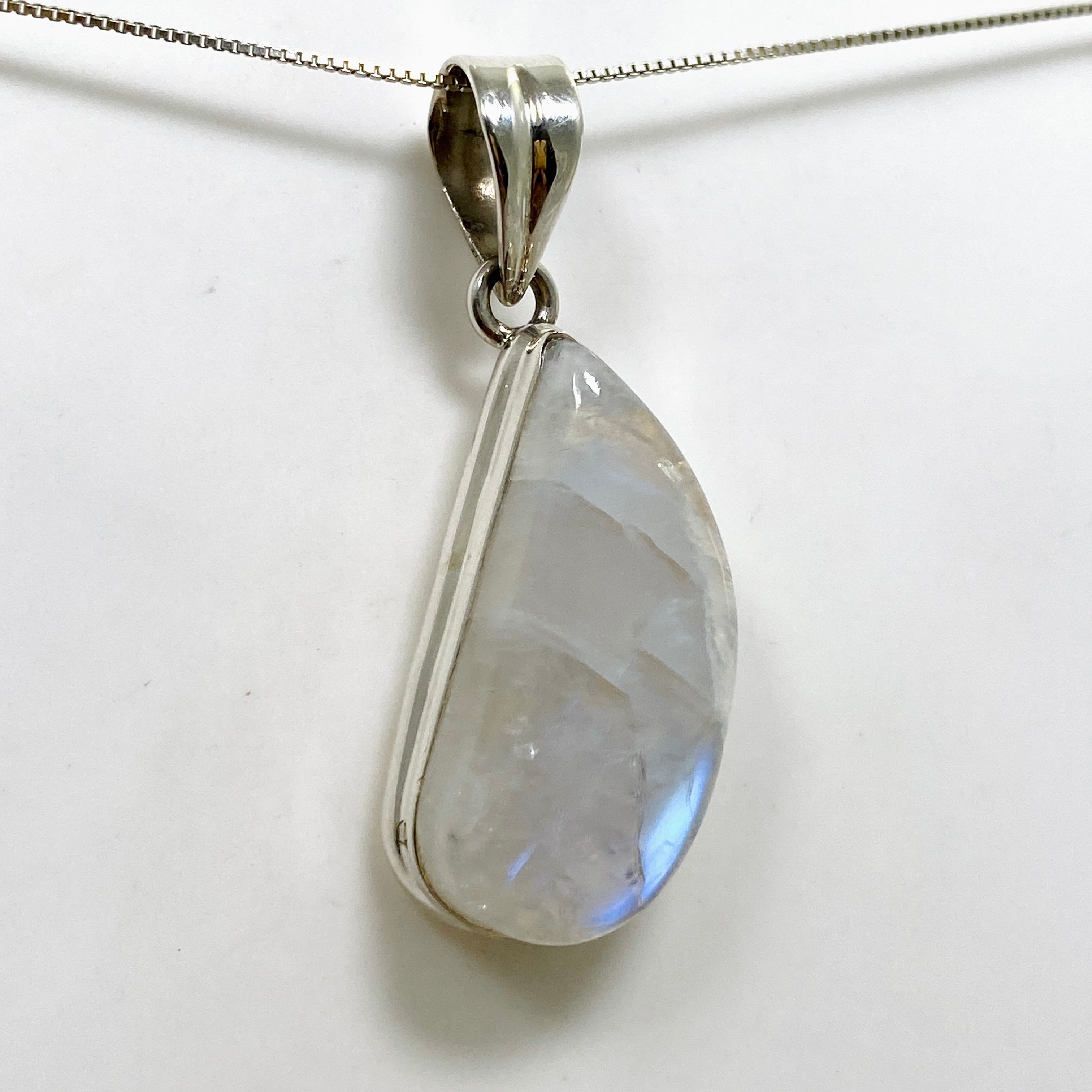 Natural Moonstone Freeform Cabochon Pendant Necklace - Handmade Silver Jewelry for Women - Perfect for Boho Style, Meditation & Spiritual Healing