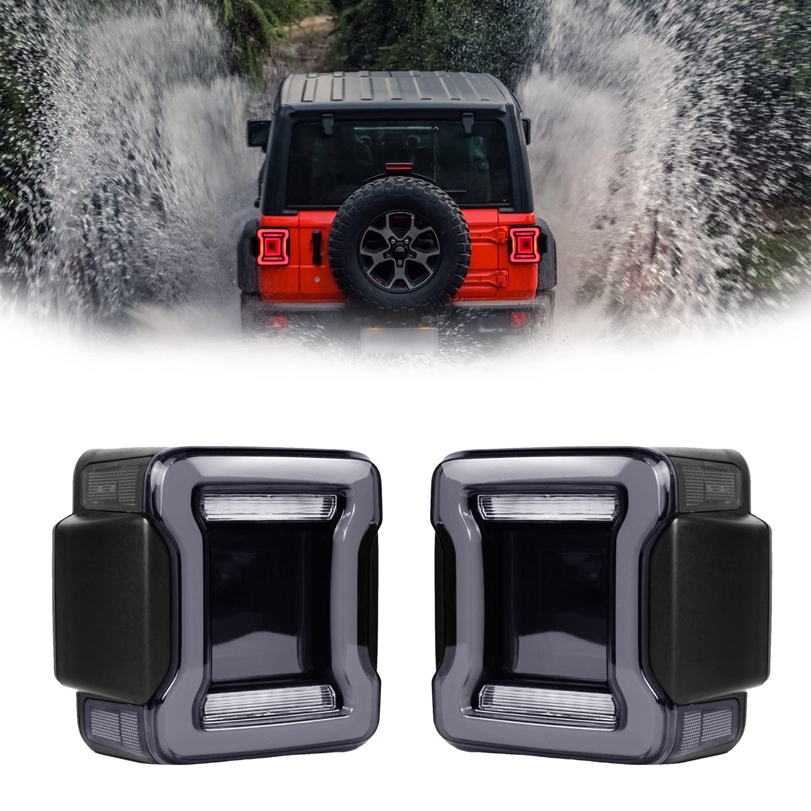 Smoked LED Tail Lights for Jeep Wrangler JK 2007-2017 - High Brightness Tunnel Edition Rear Lights (Not for JL) - Perfect for Off-Roading & Night Driving