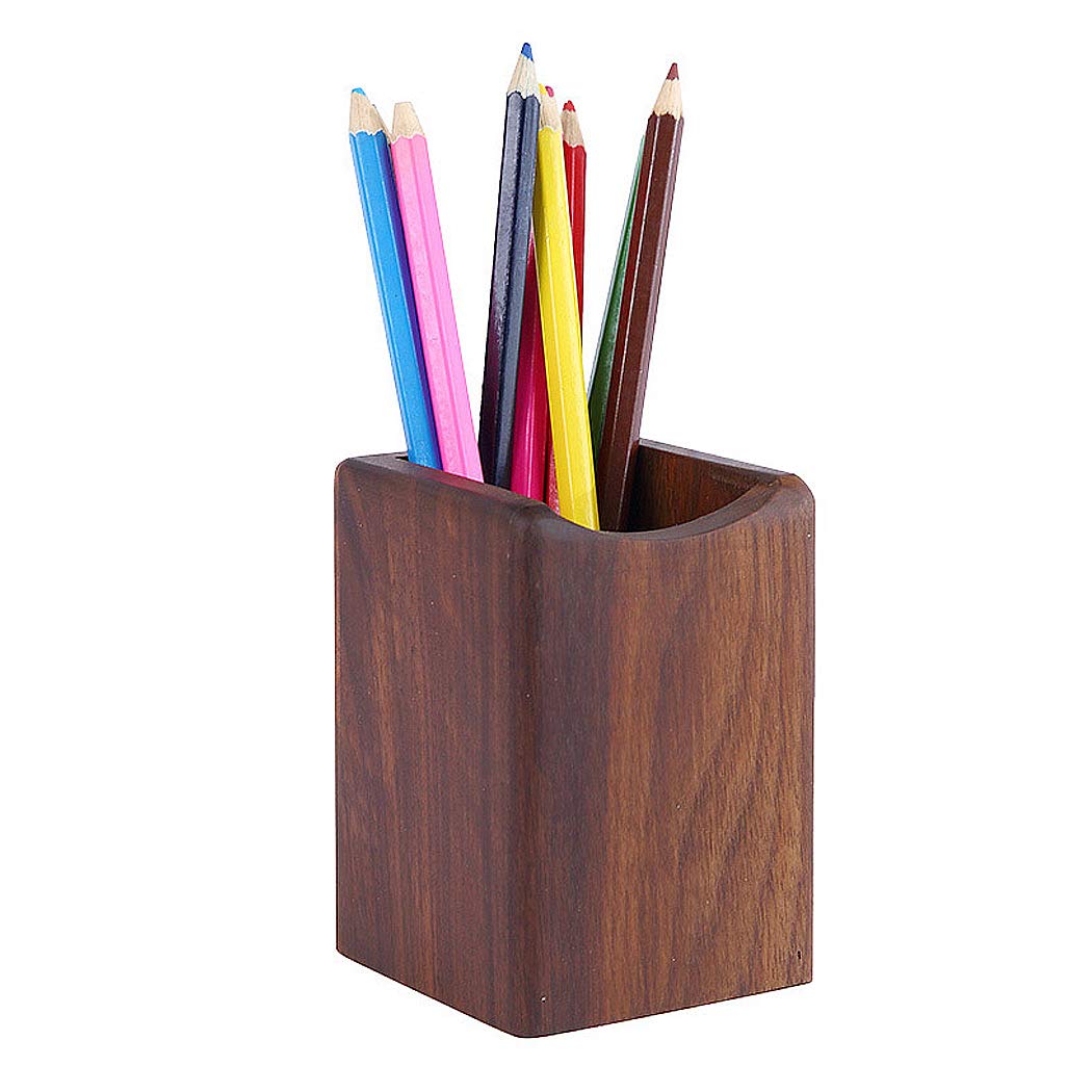 Natural Wooden Pen Holder & Storage Box - Black Walnut Desk Organizer for Pens, Office Supplies & Stationery | Perfect Gift for Home, Office & Classroom Use | Keeps Workspace Neat & Stylish