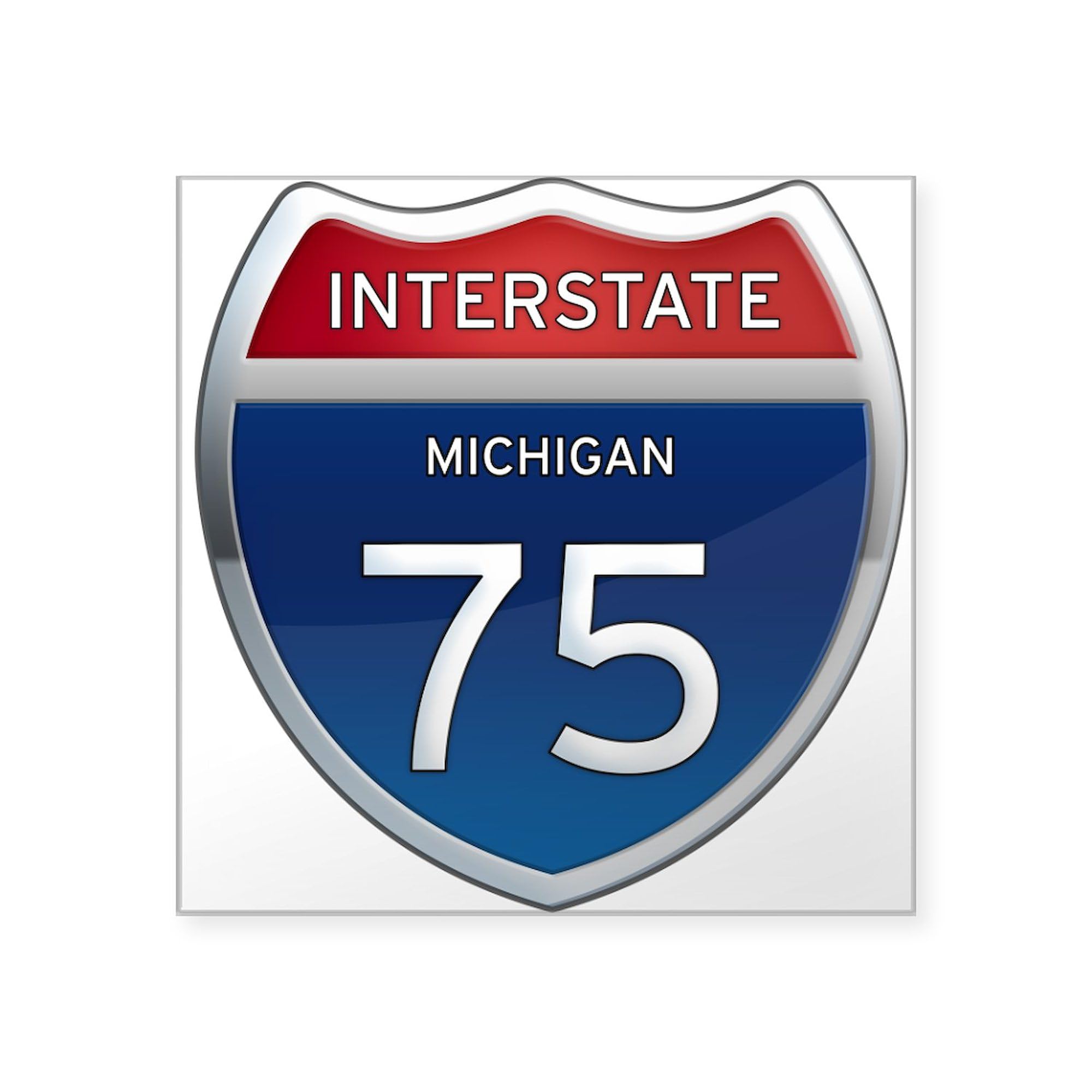 Michigan Interstate 75 Square Bumper Sticker - Durable Car Decal for Cars, Trucks & Laptops - Show Your State Pride on Highways & Daily Commutes