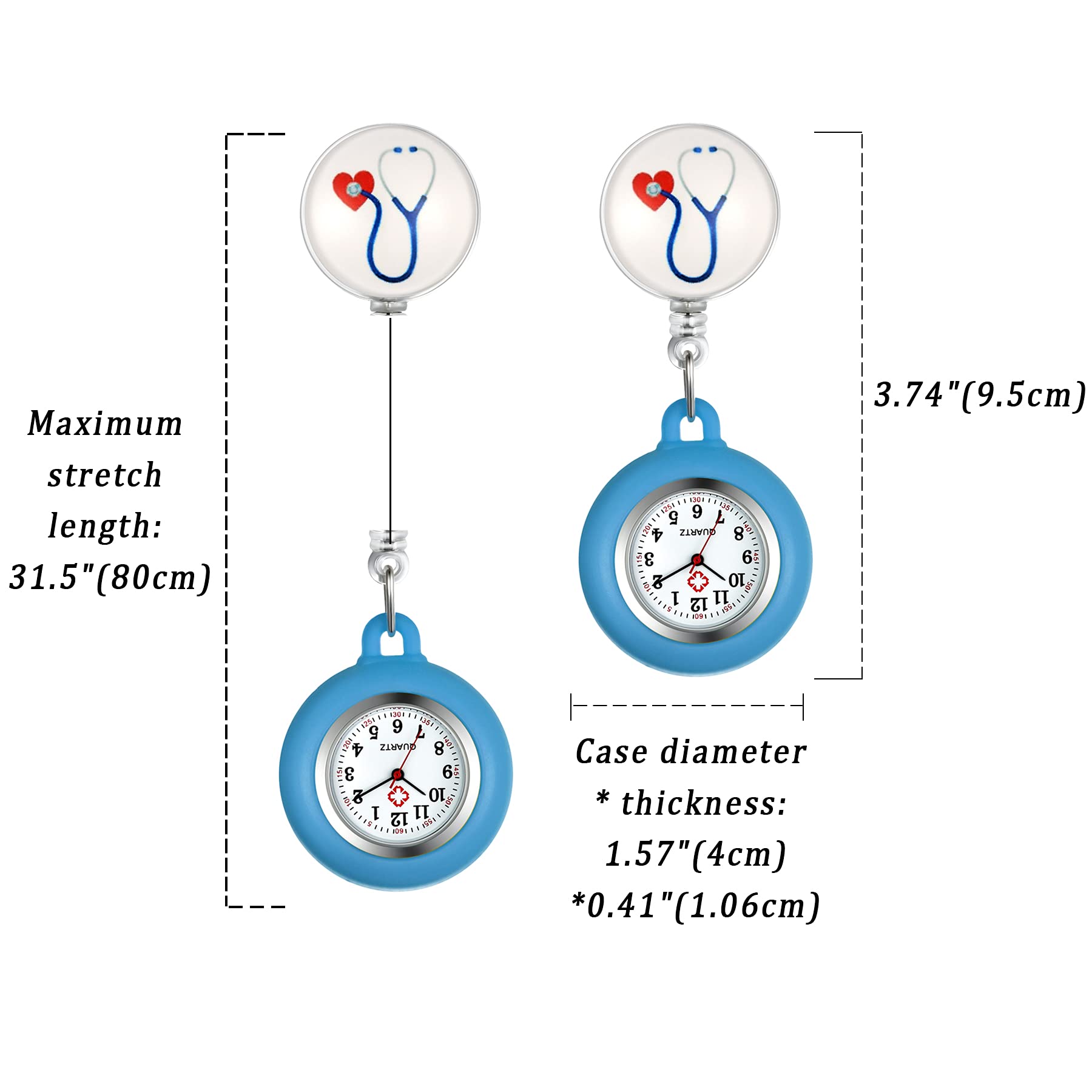 Avaner Retractable Nurse Watch with Clip - Waterproof Silicone Fob Watch for Nurses & Medical Professionals - Perfect for Clinical Shifts, Hospital Duty & Healthcare Work