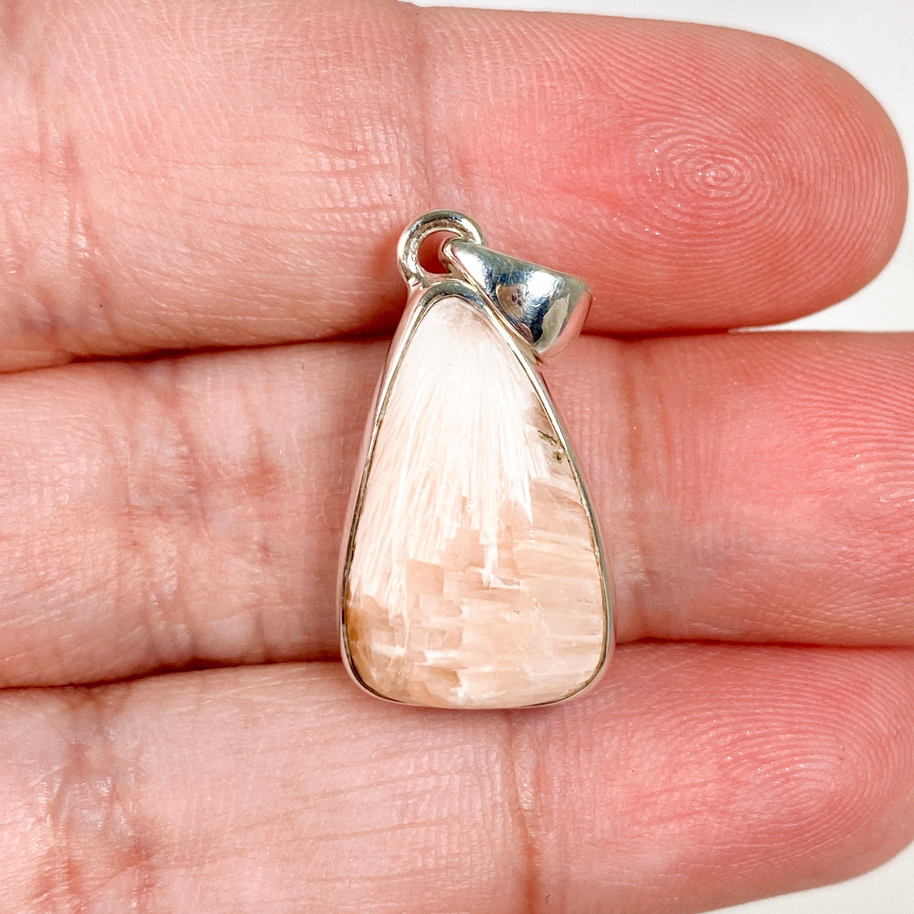 Natural Scolecite Teardrop Pendant Necklace - Healing Crystal Jewelry KPGJ3810 for Meditation, Energy Balancing & Spiritual Gifts