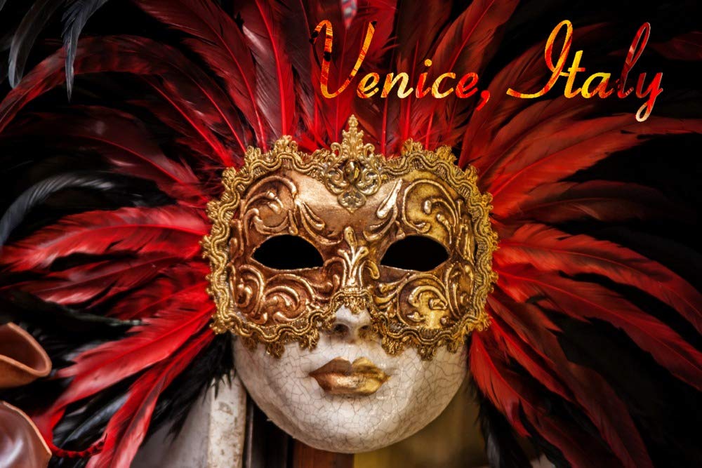 Venice Italy Mask - 12x18 Gallery Quality Metal Wall Art, Aluminum Home Decor for Living Room, Bedroom & Office