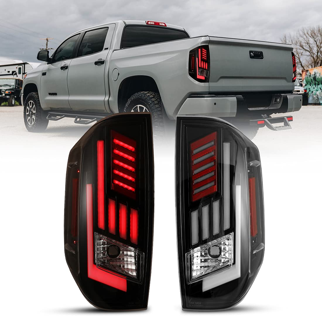 Nixon Offroad LED Sequential Tail Lights Assembly for 2014-2022 Toyota Tundra - Pair with LED Turn Signals, DRL & Brake Lights (Clear) - Upgrade Your Tundra Pickup for Enhanced Visibility & Style