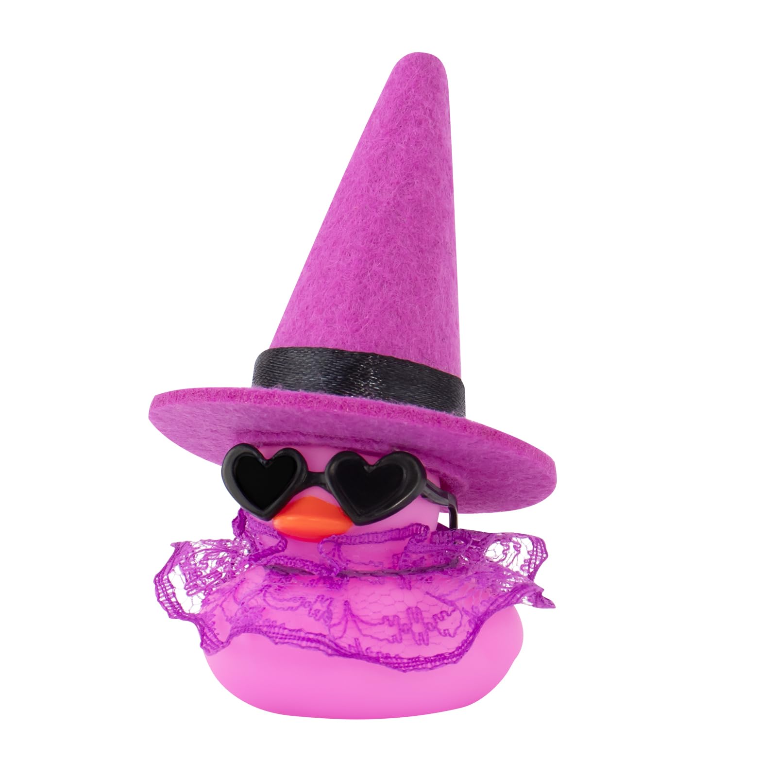 Wonuu Halloween Car Dashboard Decor - Colorful Rubber Duck with Hat, Glasses & Lace Skirt - Fun Office Desk Ornament Accessories - Perfect for Halloween Decorations, Car Interior & Workspace Fun