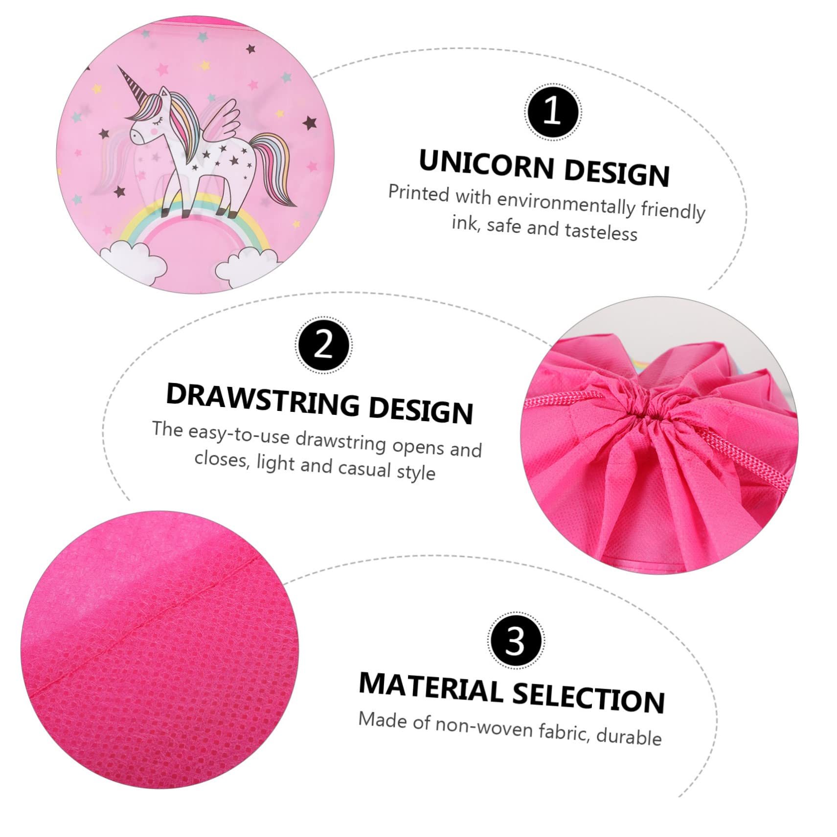 Kisangel 10pcs Unicorn Drawstring Bags for Makeup & Toiletries - Portable Non-Woven Fabric Cosmetic Pouch - Perfect for Travel, Gym, School & Party Favors